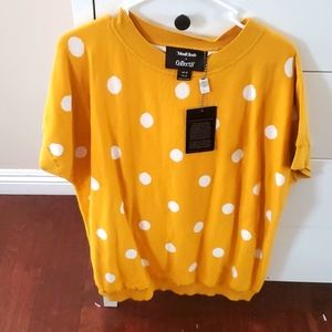 Yellow Poka Dot Sweater top size 16